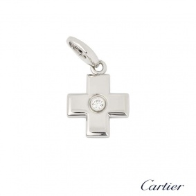 Cartier 18k White Gold Diamond Set Cross Charm